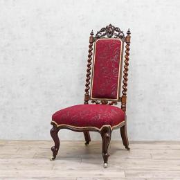 イギリスアンティーク チェア 椅子 アームレス マホガニー材 【張替え済】 v_57659