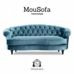 Mousofa　モーソファ　3人掛けソファ　ターコイズブルー　布地　NM3F251K