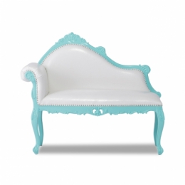 シューズロング　カウチソファ　ベンチ　椅子　ティファニーブルーxホワイト　合皮　6102-61P65