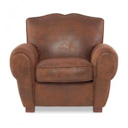 クラブマン 1人掛けソファ ムスタッシュチェア ブラウン バックスキン風 VF1P30B