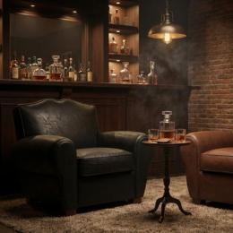 クラブマン 1人掛けソファ ムスタッシュチェア オールドブラック 合皮 VF1P87B