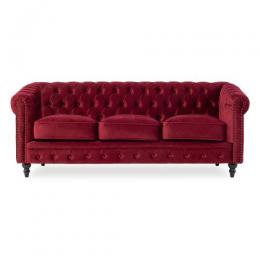 ヴィンセント VCシリーズ 3人掛けソファ レッドベルベット 布地 VC3F280K