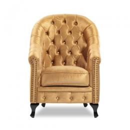 ヴィンセント VAシリーズ チェスターソファ 1人掛けソファ ゴールドベルベット VA1F85K