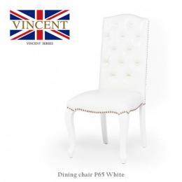 ヴィンセント ダイニングチェア ハイバック ホワイト 合皮 猫脚 E9014-18P65B