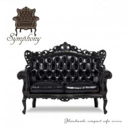 シンフォニー 2人掛けソファ シャインブラック 合皮 E1006-2-SH-8PU51B