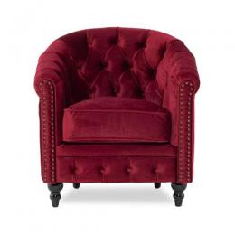 ヴィンセント ラウンジソファ 1人掛けソファ レッドベルベット 布地 VL1F280K　