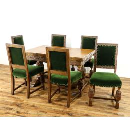 イギリスアンティーク ドローリーフテーブル&チェア6点セット オーク材 v_56823