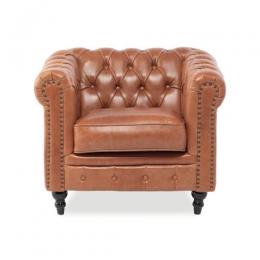 ヴィンセント VCシリーズ 1人掛けソファ ライトブラウン 本革 VC1L23K