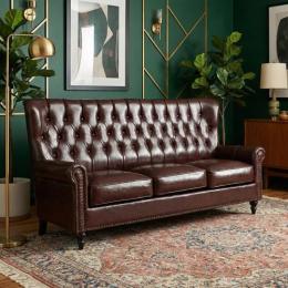 ヴィンセント VHシリーズ ハイバック 3人掛けソファ ブラウン 合皮 VH3P38K