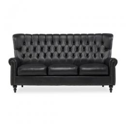 ヴィンセント VHシリーズ ハイバック 3人掛けソファ ブラック 合皮 VH3P32K