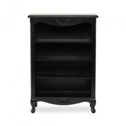 ロココ調 ブックケース キャビネット ブラック 木製 リボンレリーフ E5083-S-8