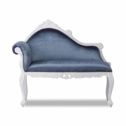 シューズロング　カウチソファ　ベンチ　椅子　ホワイトxブルー　6102-18F92
