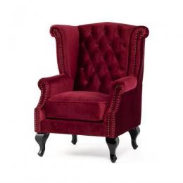 ヴィンセント ウィングバック 1人掛けソファ レッドベルベット 布地 VSA925B1-F280K